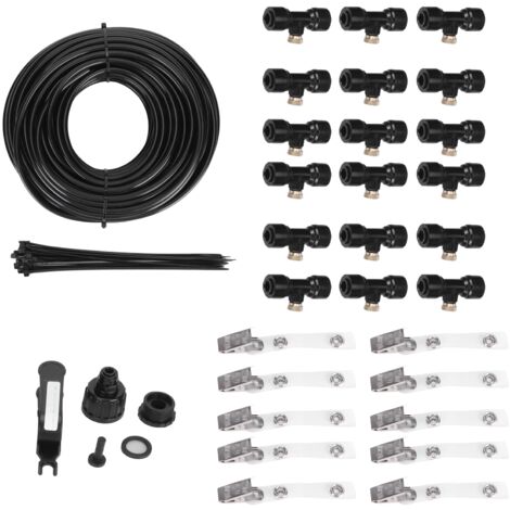 Kit irrigation jardin 19m, arrosage brumisation avec tête laiton basse pression, refroidissement et humidification