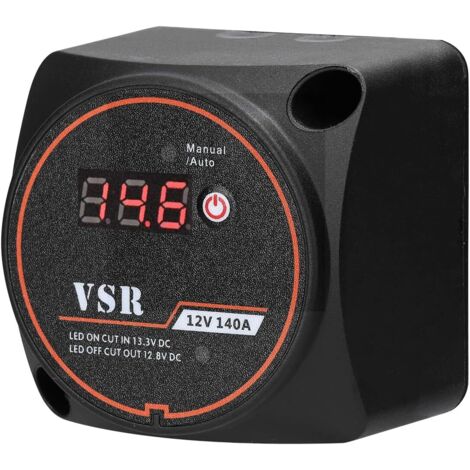 Kit Isolatore Doppia Batteria, 12 V 140 A, Manuale e Automatica Relè Sensibile alla Tensione VSR con Schermo LCD, Isolatore Batteria per ATV UTV RV Camper Fuoristrada Caravan Camion Barca Yacht