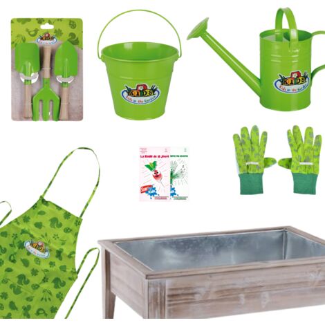 Kit jardinage enfant 4 - 8 ans. Vert. Marque : Prêt à jardiner. Réf. : L8-0001