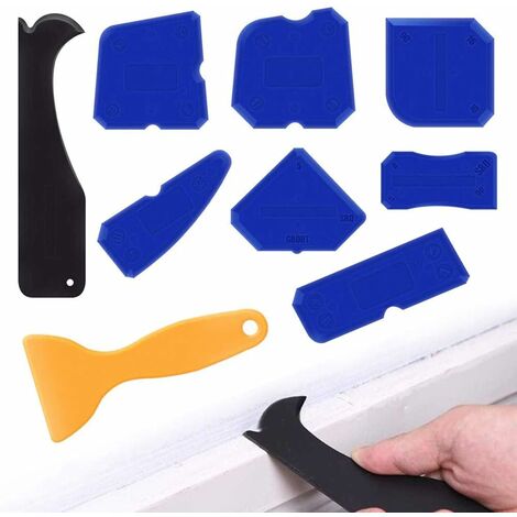 Kit Joint Silicone, Finition de Joint Silicone, Lisseur Joint Silicone de Lissage Outil de Calfeutrage Coulis Outils de Finition pour Salle de Bain JUNJUN