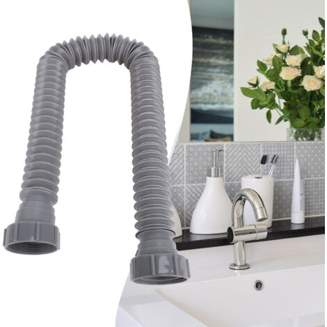 Kit Kit d'évacuation flexible extensible pour lavabo avec adaptateur et joints anti fuite
