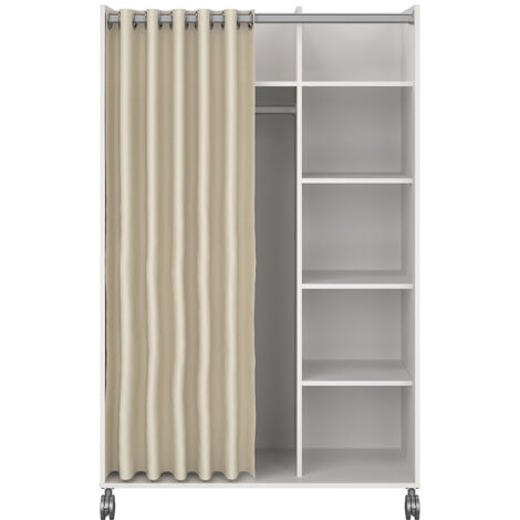 Kit Kleiderschrank 160x100x49cm, offen, Kleiderstangeneinsatz weiß, beige.