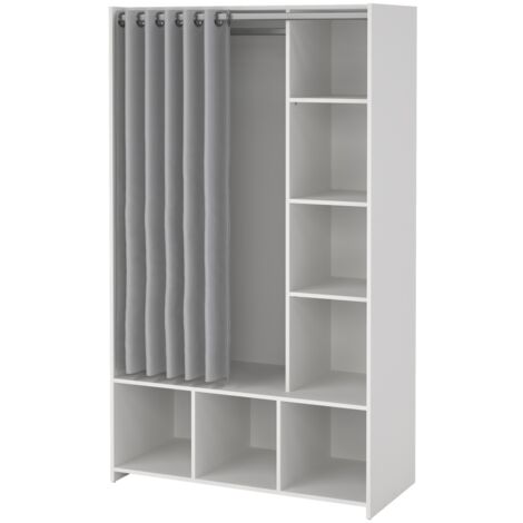Kit Kleiderschrank mit Vorhang hellgrau.