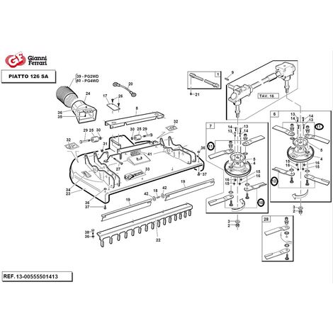 Kit lame set 8 PEZZI GIANNI FERRARI BIEFFEBI piatto 126SA macchina operatrice