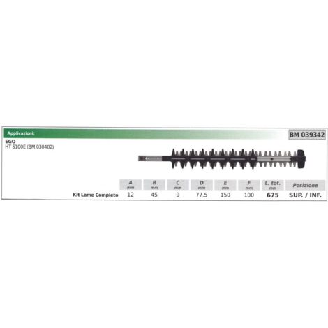 KIT Lame supérieure / inférieure Taille-haie EGO HT 5100E 039342