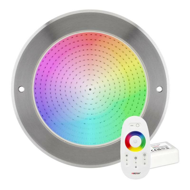 Kit Lámpara Led Slim 5Mm Ø230Mm Para Piscinas, 12V Ac/Dc, Ip68, 35W, Rgb, Acero Inox 316 + Mando, Rgb