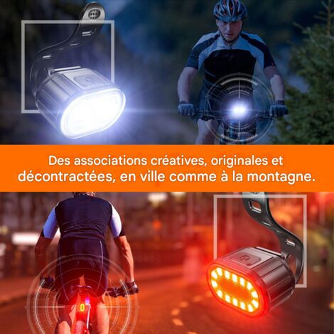 Kit lampes vélo rechargeables USB avant 200lm arrière 50lm, sécurité cyclisme