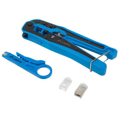 KIT LANBERG NETWORK CON CRIMPADORA Y STRIPPING, CONECTORES RJ45