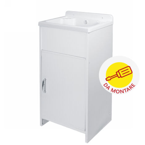 Kit lavatoio mini mobile in pvc e vasca in polipropilene (da montare) l cm. 42 x p cm. 35