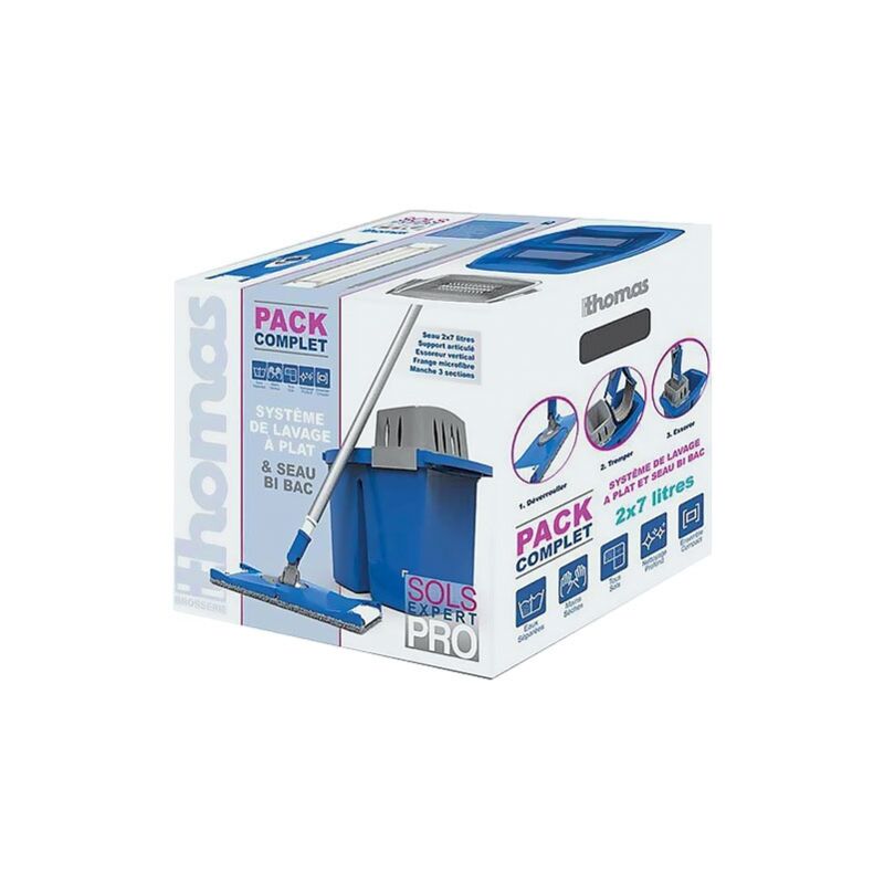 Brosserie Thomas - thomas - Kit lave sol à plat avec seau double bac