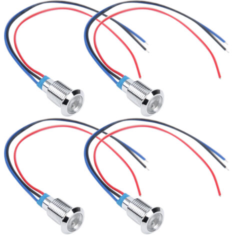Kit LED Bicolore 10mm Pré-câblé Étanche, Anode Commune 12-24V (Rouge/Bleu) - 4 Pièces