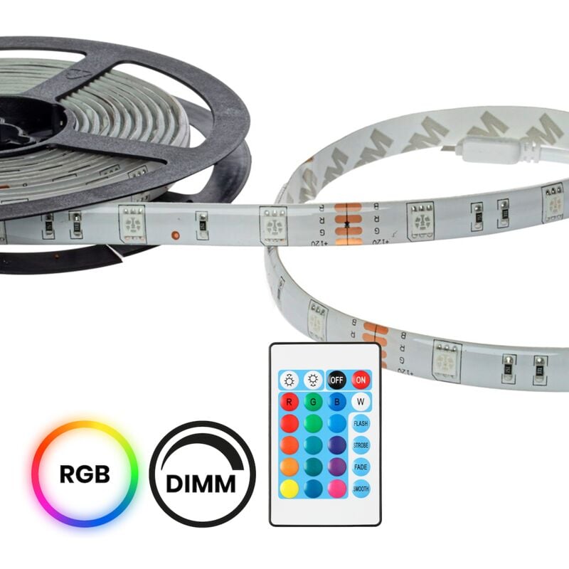 Kit LED RGB 5 m IP65 avec contrôleur et télécommande