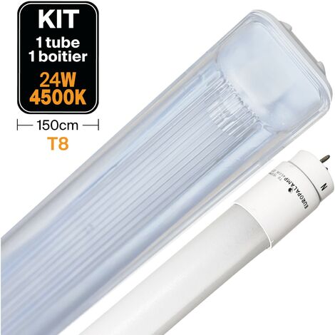 Kit LED-Röhre T8 23W Neutralweiß + Wasserdichtes Gehäuse 150cm