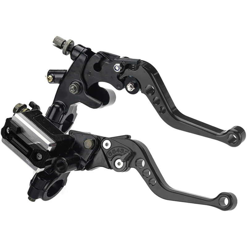 Sjqka - Kit Levier d'embrayage Levier Frein Moto 7/8' Universels,Frein Embrayage Maître-Cylindre Réservoir Leviers(Noir)