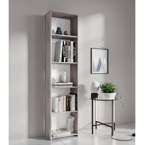 Kit libreria 4 ripiani rovere gri. cm.l45xh183xd25