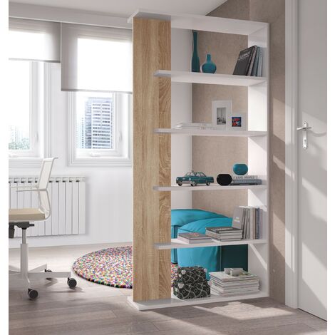 EASYCOMFORT Libreria ad Angolo 4 Ripiani a Muro e Parete 39.5x39.5x120cm  Bianco Legno