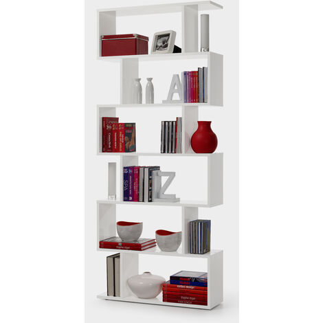Kit libreria athena cm.80x25x192h bianca parete attrezzata scaffale - Salone