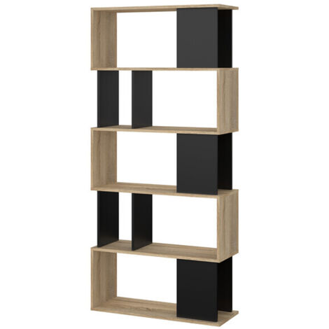 KIT LIBRERIA MAZE 80X29X173 QUERCIA/NERO- 1,0 pz