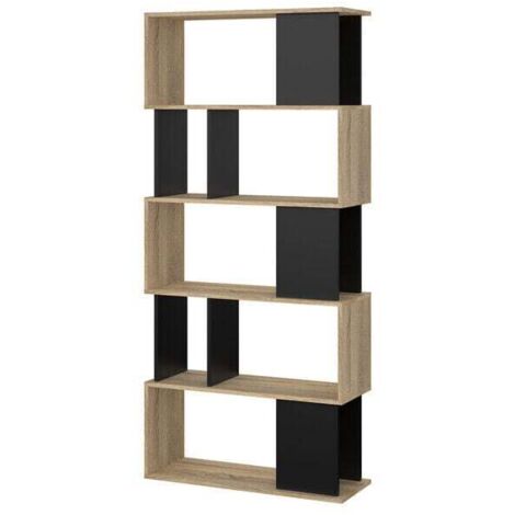 KIT LIBRERIA SCAFFALE 10 VANI MODERNO 80X29X173 CM NERO LEGNO ARREDO UFFICIO