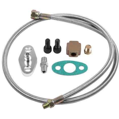 Kit linea alimentazione olio turbo, parte di ricambio di lunga durata Resistenza al calore Alluminio + ABS Migliore raffreddamento per T3 T4 T70 T66 T04E T61 T76 T04B