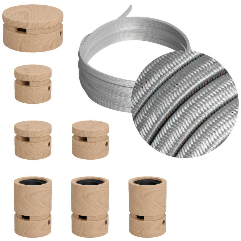

Creative Cables - Kit Linear Filé System - con 5m cable textil guirnalda y 7 accesorios de madera | CM02 - CM02