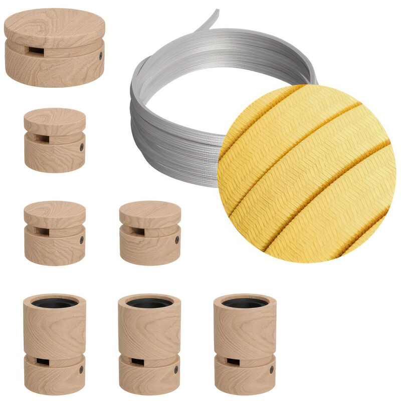 

Creative Cables - Kit Linear Filé System - con 5m cable textil guirnalda y 7 accesorios de madera | CM10 - CM10