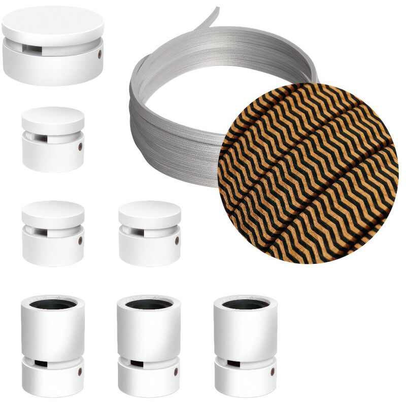 

Creative Cables - Kit Linear Filé System - con 5m cable textil guirnalda y 7 accesorios de madera pintados de blanco | CZ22 - CZ22