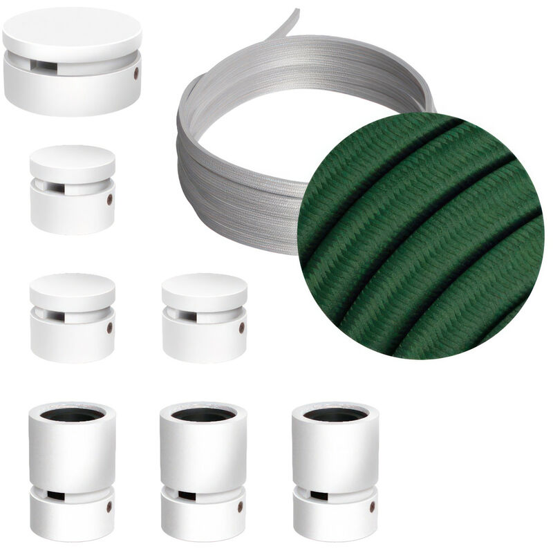 

Creative Cables - Kit Linear Filé System - con 5m cable textil guirnalda y 7 accesorios de madera pintados de blanco | CM21 - CM21