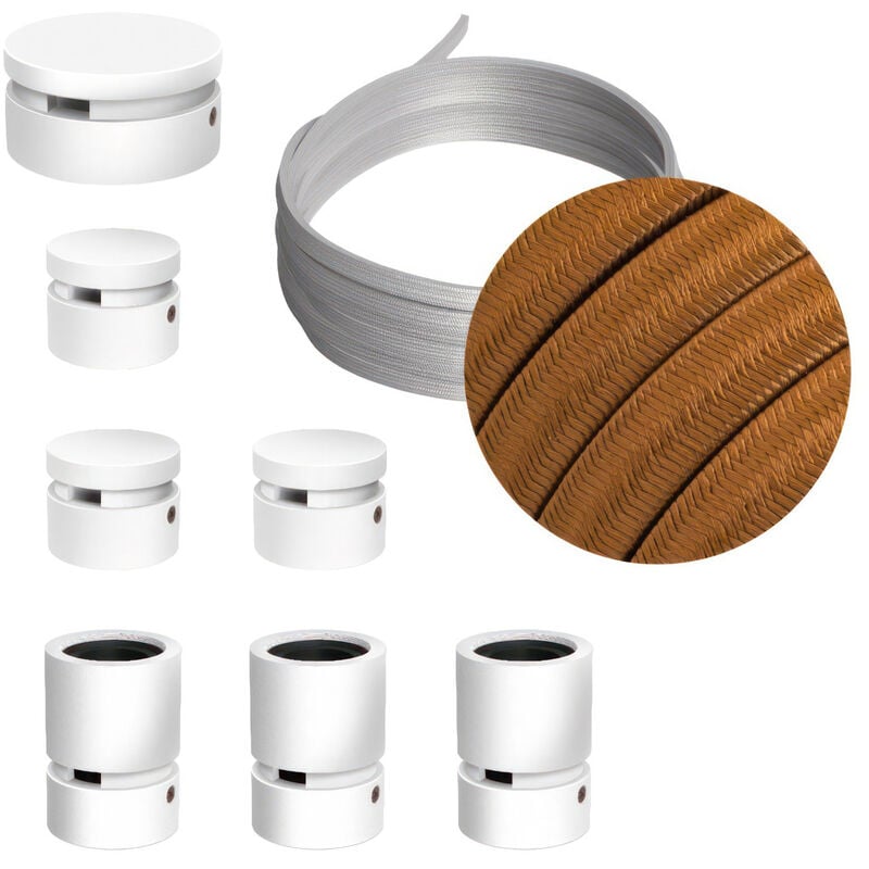 

Creative Cables - Kit Linear Filé System - con 5m cable textil guirnalda y 7 accesorios de madera pintados de blanco | CM22 - CM22