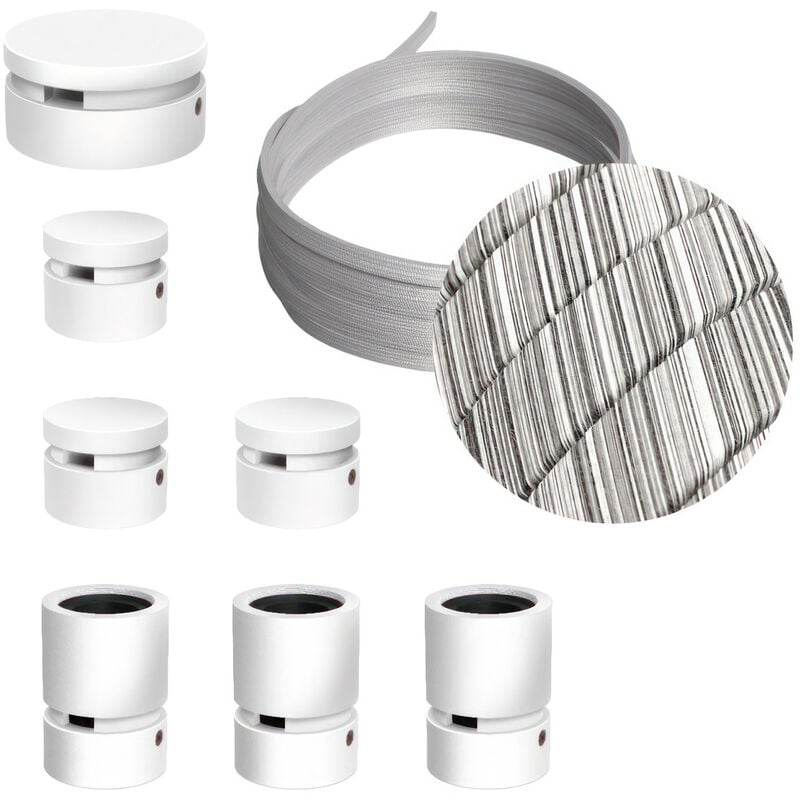 

Creative Cables - Kit Linear Filé System - con 5m cable textil guirnalda y 7 accesorios de madera pintados de blanco | ECC37 - ECC37