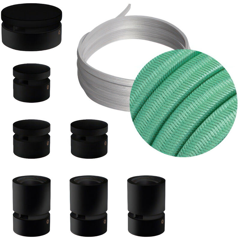 

Creative Cables - Kit Linear Filé System - con 5m cable textil guirnalda y 7 accesorios de madera pintados de negro | CH69 - CH69