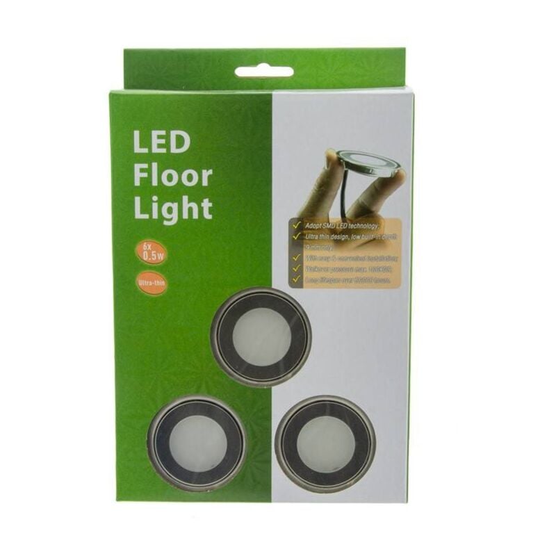 

Kit 6 focos LED empotrables en suelo Ø58x9mm 0,5W 12V-DC IP67 | Rojo
