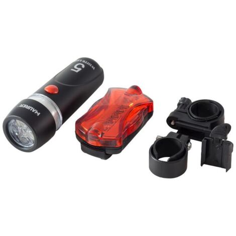 MAURER linterna / luces led para bicicleta 5+5 leds a pilas (2 aa) 20 lumenes con soporte de fijación rápido