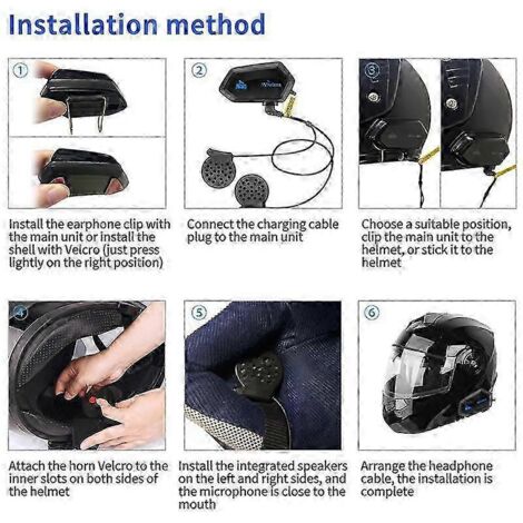 Kit mains libres Bluetooth 5.0 pour casque de moto M01 avec oreillette sans fil et fonction téléphone, noir.
