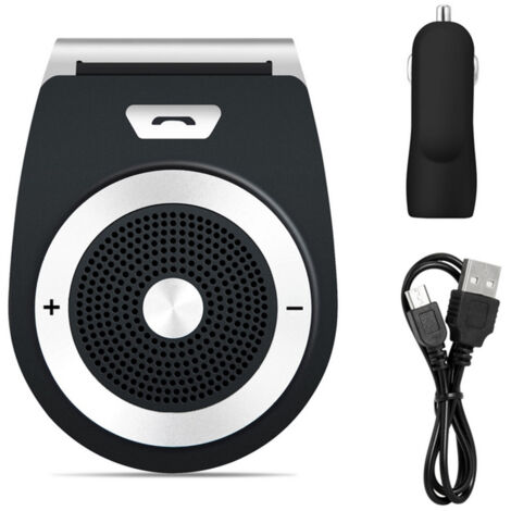 Kit mains libres Bluetooth pour téléphone portable, haut-parleur sans fil pour voiture avec allumage automatique, récepteur intégré pour pare-soleil, lecteur de musique, microphone intégré pour les ap