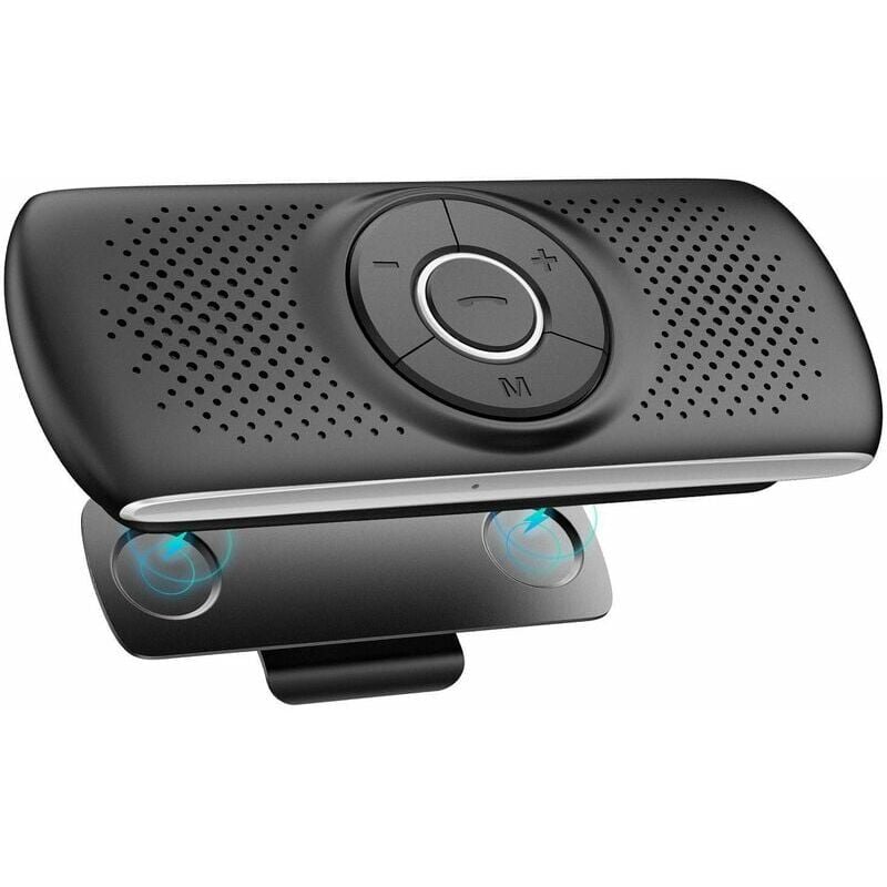 Kit Mains Libres pour Voiture Bluetooth 5.0 Haut-Parleur ,Micro Intégré avec Clip Support du GPS, Musique Slot Carte TF Reconnexion Automatique