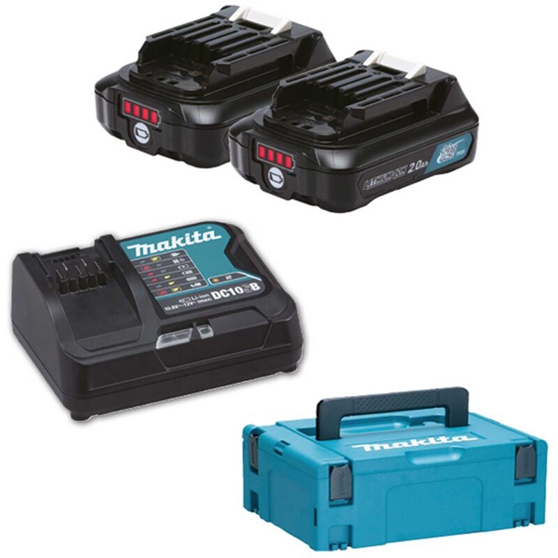 Makita - Pack 2 Batteries BL1021B + DC10SA + Makpac 197658-5