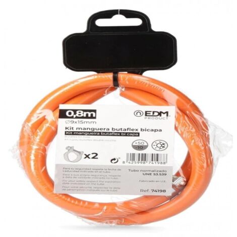 Kit manguera Butaflex, bicapa, 9x15mm, 80m (incluye 2 abrazaderas)  74198