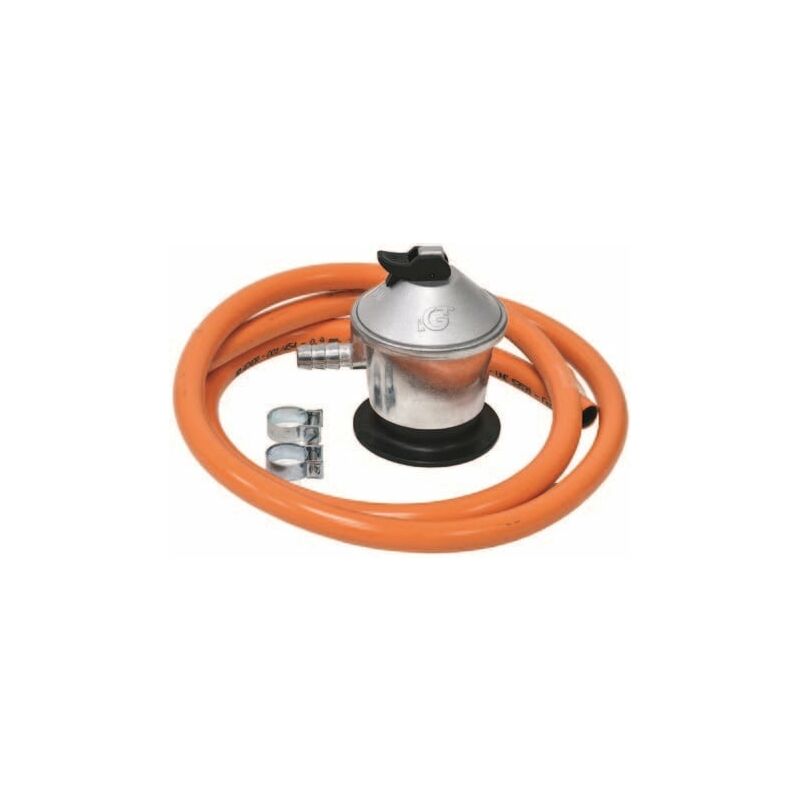 

Kit regulador con manguera para gas butano de 0,7 m y 2 abrazaderas