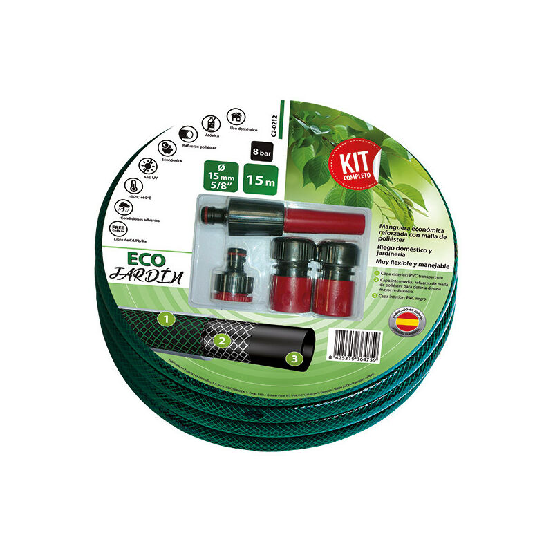 

Ferreteria - KIT MANGUERA JARDIN 15 5/8'' - ECOJARDIN - R/15 M - C2-0212..