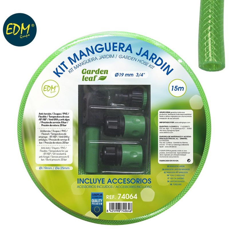 

EDM - Kit Manguera Jardin Diam Int19Mm Diam Ext 25Mm (3/4'') Rollo 15Mts - NEOFERR..