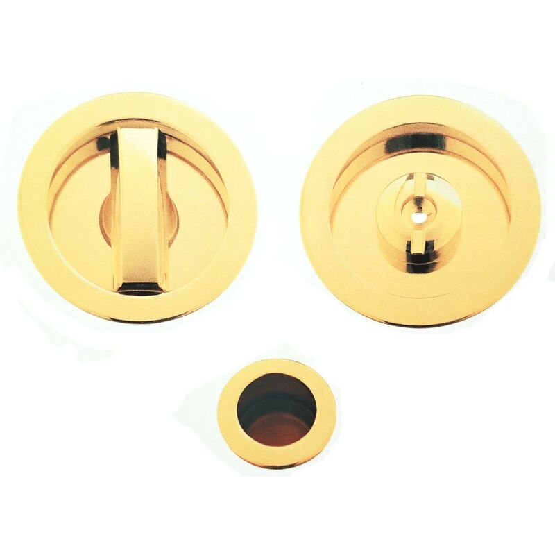 Image of Mariva Srl - Kit maniglia tonda con pomolo e serratura per porta scorrevole 2074CS Colore o Finitura: Cromo satinato