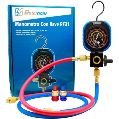 Kit manometro Reforzado 1 via R32,R410a,R134a mas conector alta y baja