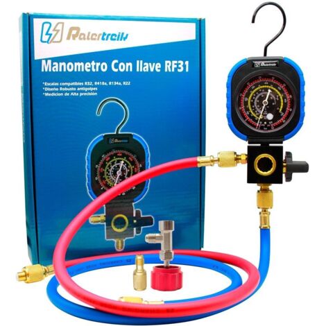 Kit manometro reforzado 1 via R32,R410a,R134a mas llave y adaptador