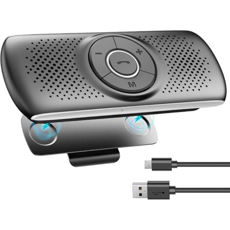Kit manos libres Bluetooth para coche, micrófono integrado, altavoz con clip, compatible con GPS, ranura para música, tarjeta TF, reconexión automática, 2,4 GHz-2,48 GHz