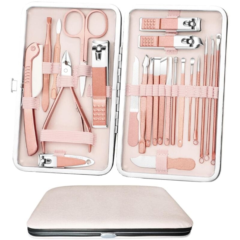 Tuserxln - Kit Manucure Pedicure portable, 23pcs Ensemble de Coupe-Ongles Professionnel, Coupe-Cuticule en Acier Inoxydable avec boîte