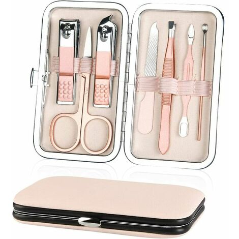 Kit Manucre Pedicure, 7pcs Coupe Ongle Professionnel Set Coupe Cuticule Acier Inoxydable, Trousse Manucure Pedicu