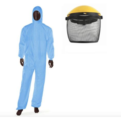 KIT MASCHERA VISIERA GIARDINAGGIO PROTETTIVA DECESPUGLIATORE + TUTA TNT GIARDINO