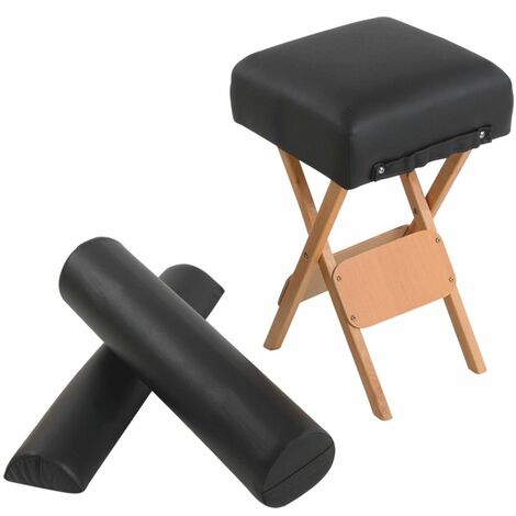 Kit massage pro tabouret + coussin demi-cylindre + coussin rouleau noir - Noir