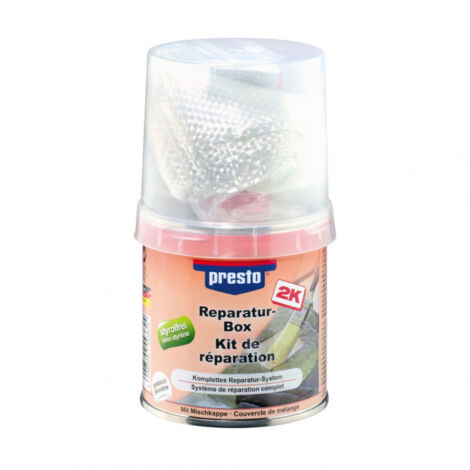 KIT MASTIC DE RÉPARATION RESINE POLYESTER 2K SANS STYRENE 250G PRESTO
